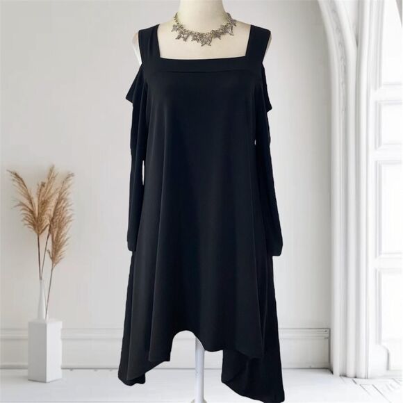 Vintage Made in USA Witchy Whimsygoth Off the Shoulder Asymmetric Mini Dress M - Picture 1 of 7